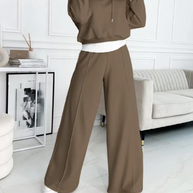 WW | Zweiteiliger Kapuzenpullover Und Hosenanzug Mit Weitem Bein