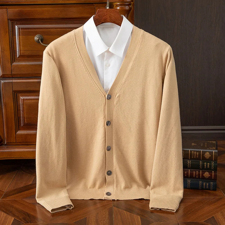 W&W Mode | Herren Strickjacke Mit Knöpfen, Leichter Stoff, Klassischer V-ausschnitt