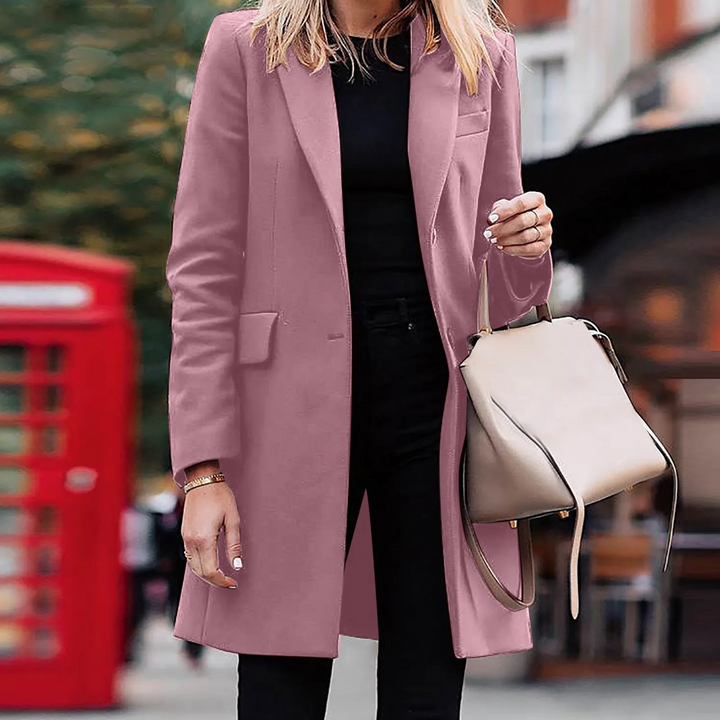 W&W Mode | Damen Slim Fit Mantel Jacke, Ein Knopf Wolle Mix Lange Jacke