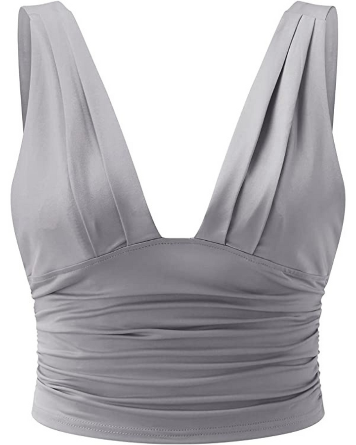 W&W Mode | Elegante Damen Top Schickes Ärmelloses Crop Top Mit V-Ausschnitt
