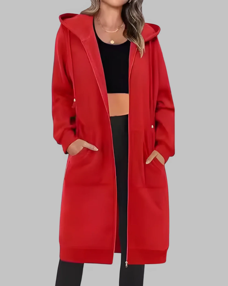 WW | Lässige Zip-Up Übergroße Lange Jacke