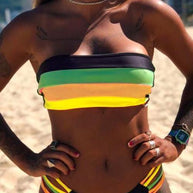 WW | Rosiedress Rainbow Gestreifter Tube Top Bandeau Bikini Set