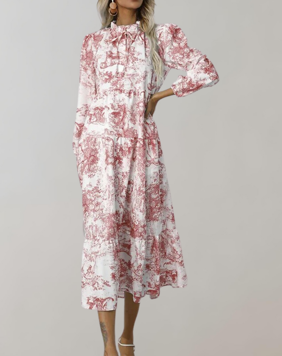 W&W Mode - Neue Langarm Frauen Midi-Kleid