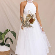 WW | Halter Tüll Midi Kleid