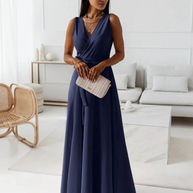 WW | Langes V-Ausschnitt Kleid für Damen Maxi