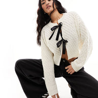 WW | Kontrast Kurzer Binde-Cardigan