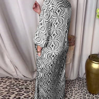 WW | Vintage Bedrucktes Maxikleid mit Reverstaschen