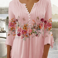 WW | Blumen gestickte Bluse mit Ärmeln für Frauen