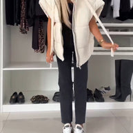 WW | Jacken mit Kapuze Einfarbig Reißverschluss und Kurzen Ärmeln