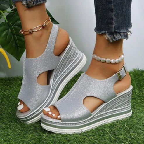 W&W Mode | Schicke Glitzer Wedge Sandalen