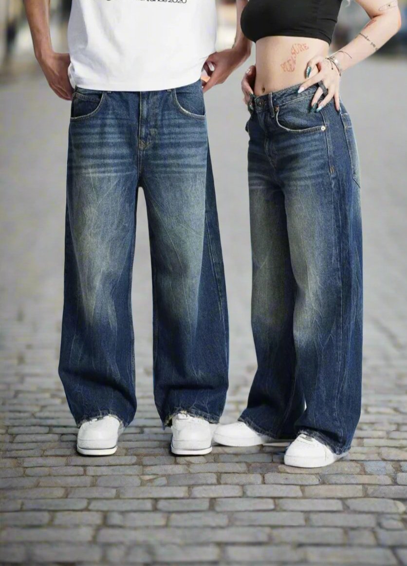 WW | Weite Jeans Baggy Fit Hohe Taille Bequem Und Lässig Denim