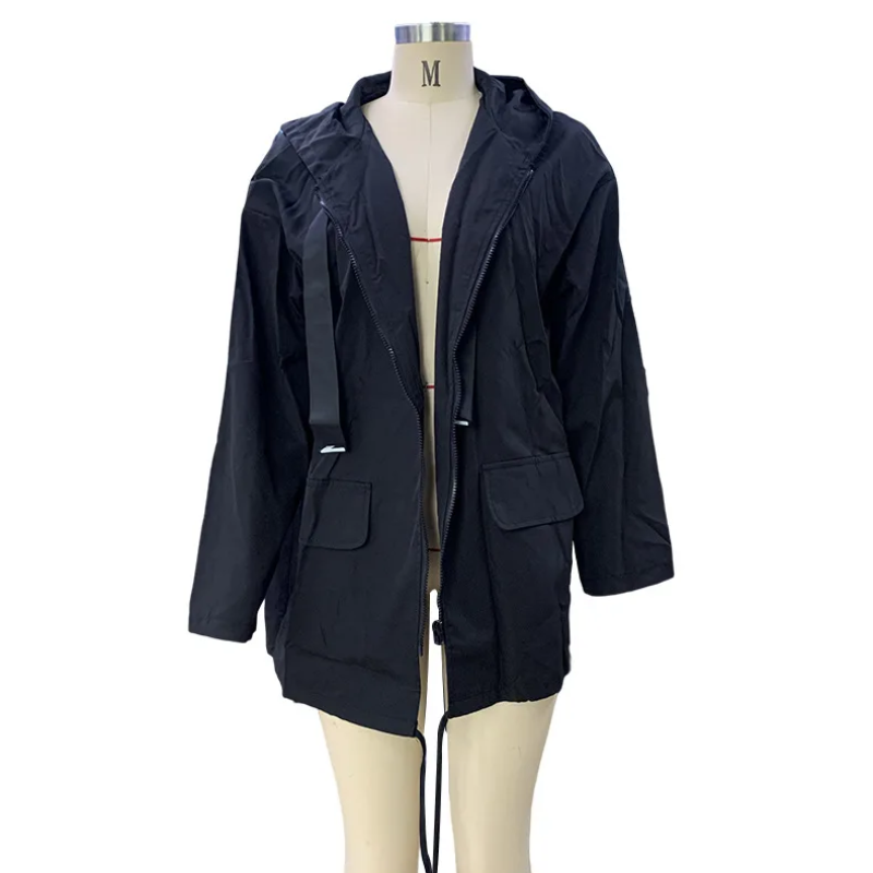 W&W Mode | Lässiger Trenchcoat Damen mit Grafischen Details und Vordertaschen
