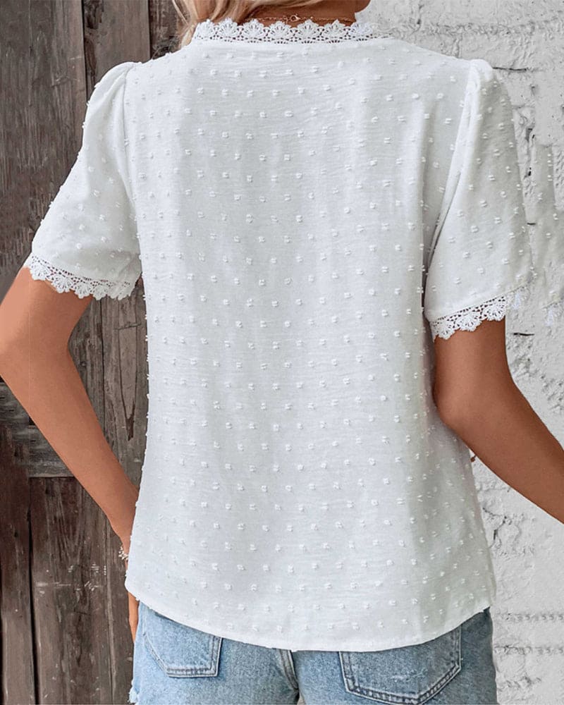 W&W Mode | Bluse Mit Kurzen Ärmeln Und V-Ausschnitt Romy