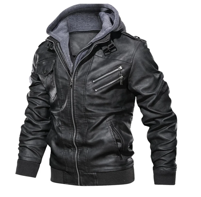 WW | Lederjacke Mit Kapuze Für Herren