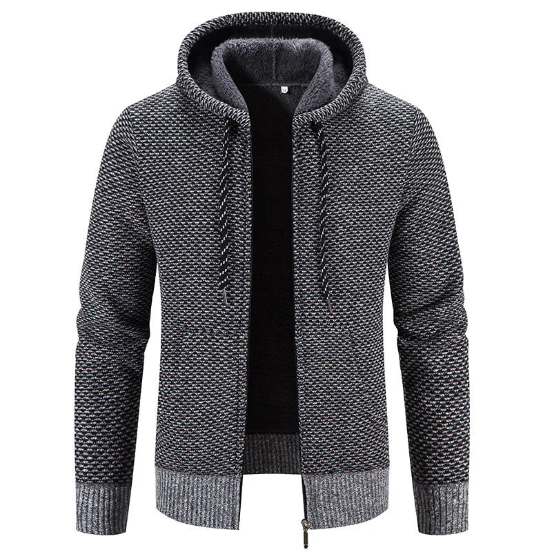 WW | Herren Strickjacke Mit Kapuze Und Fleece Futter