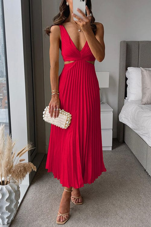 WW | Damen Plissee Satin Kleid