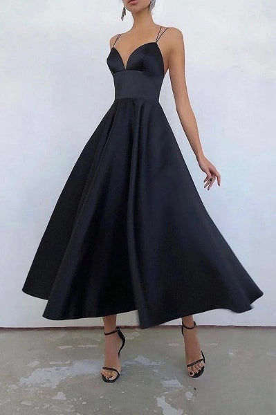 W&W Mode | elegantes Midi-Kleid mit Spaghettiträgern für besondere Anlässe