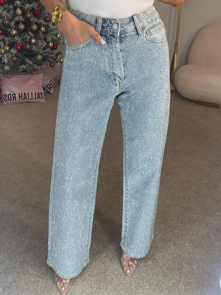 W&W Mode | Jeans Mit Hoher Taille Und Diamant Details