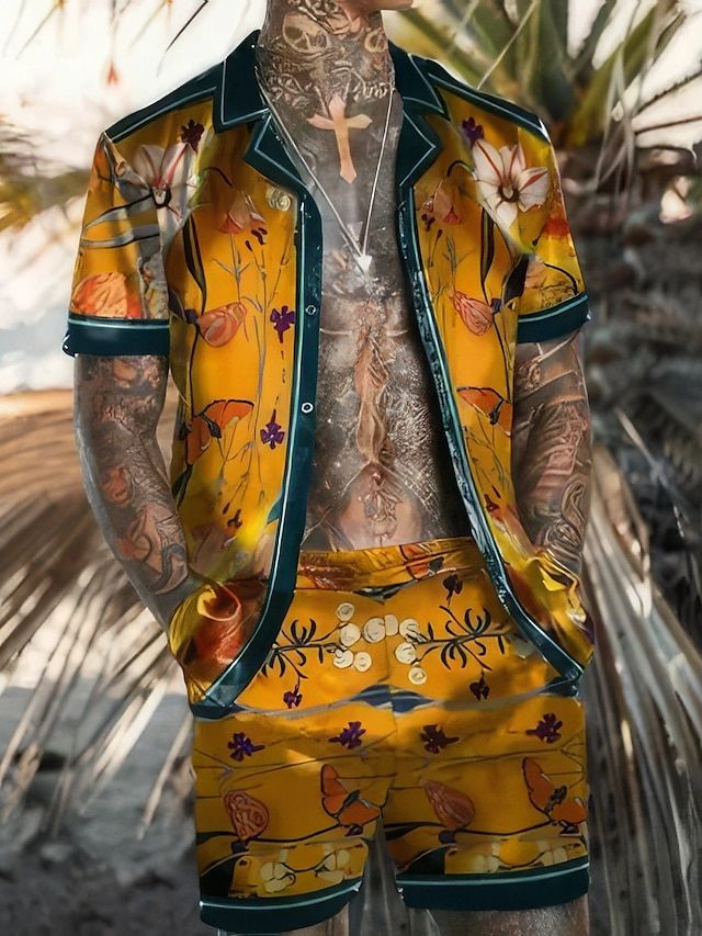 WW | Herren Sommer Satz Hawaiian Shirt Und Kurze Hose Für Männer