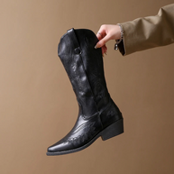 WW | Westernstiefel mit Detaillierten Stickereien & Niedrigem Absatz Cowboystiefel Damen