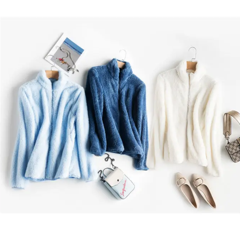 und flauschige Jacke mit Reißverschluss, Fleeceweste