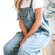 WW | Denim Jumpsuit Damen Baggy Jeans Overall