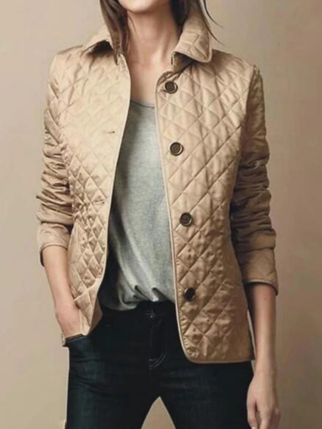 W&W Mode | Kurze Gesteppte Damenjacke Mit Knöpfen Und Kragen, Elegant