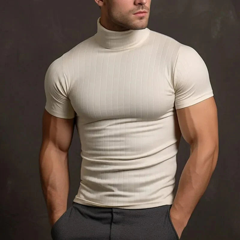 WW | Herren Rollkragen T-Shirt Trendy Kurzarm Rollkragenpullover Für Männer