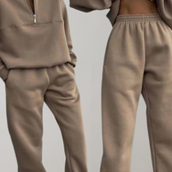 WW | teilige Fleece-Trainingsanzug-Set - stilvolle Damen-Zip-Up-Oberteil und Jogginghosen