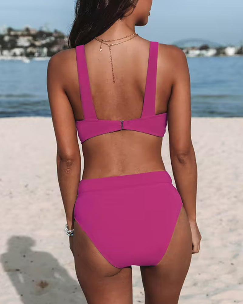 W&W Mode | Einfarbige Bikinis Mit Hohem Taille