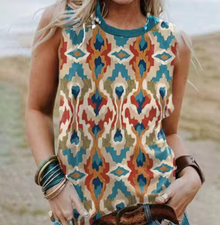 WW | Geometrie 3d Druck Western Ethnic Style Tanktops