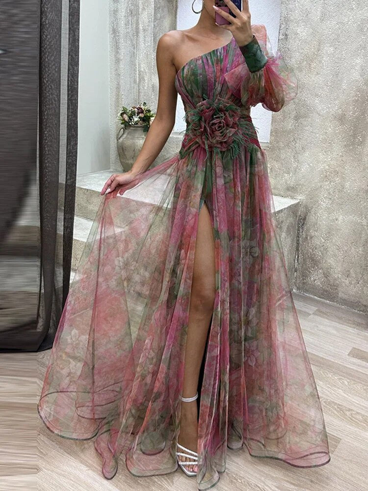 W&W Mode | Asymmetrisches Maxikleid Mit Blumenmuster Sommerkleid Für Damen