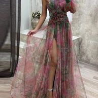 WW | Asymmetrisches Maxikleid Mit Blumenmuster Sommerkleid Für Damen