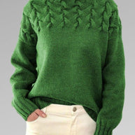 WW - Damen hochkragen Kabelstrickpullover