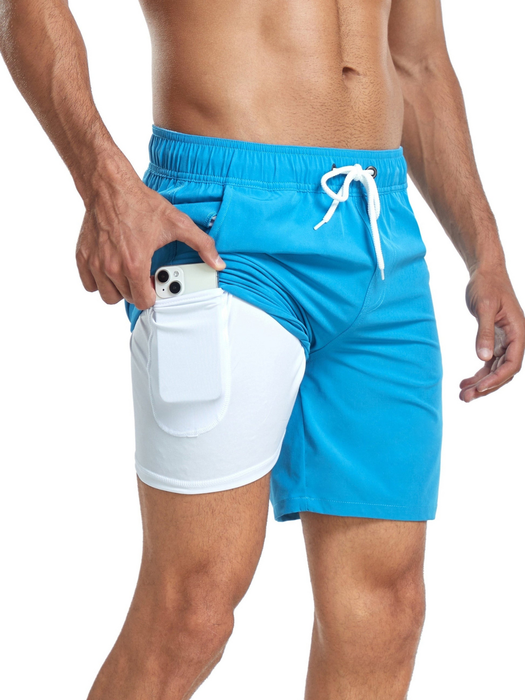W&W Mode | Schnell Trocknende Herren Badehose Doppelschicht Design