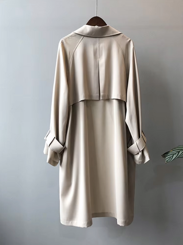 W&W Mode | Langer Trenchcoat mit Reverskragen Knöpfen und Langen Ärmeln