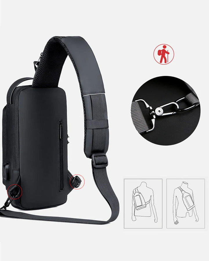 Unisex-Brusttasche mit Zahlenschloss und gepolstertem Tragesystem