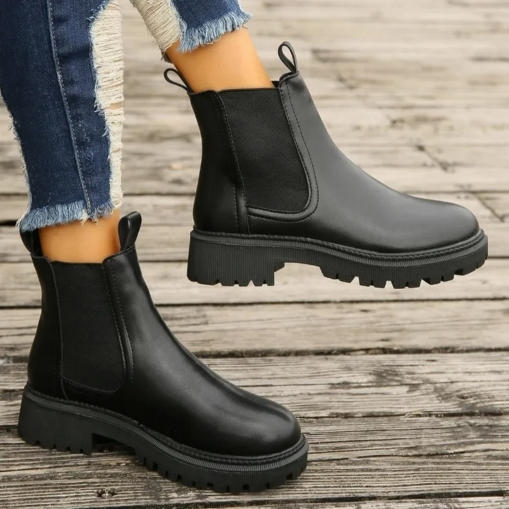 W&W Mode | Damen Chelsea Boots aus Leder mit Zugschlaufen