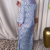 WW | Vintage Bedrucktes Maxikleid mit Reverstaschen