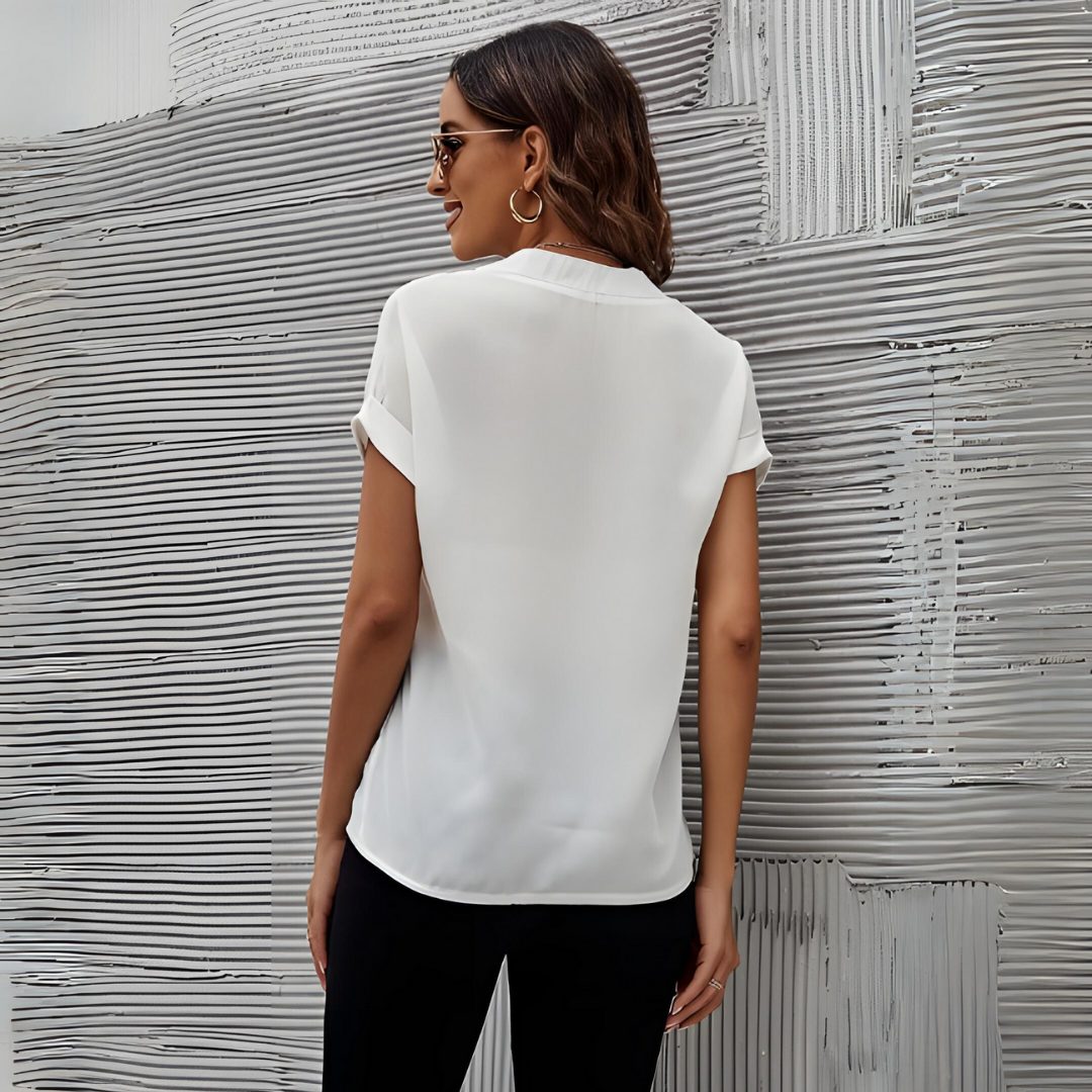 W&W Mode | Weiße Bluse für Frauen | Kurze Ärmel