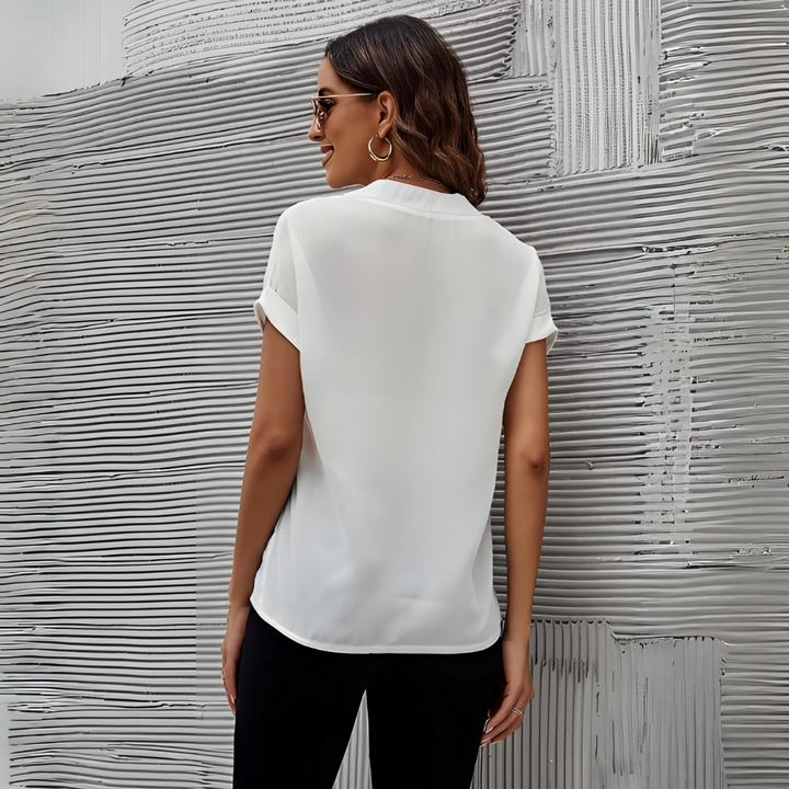 W&W Mode | Weiße Bluse für Frauen | Kurze Ärmel