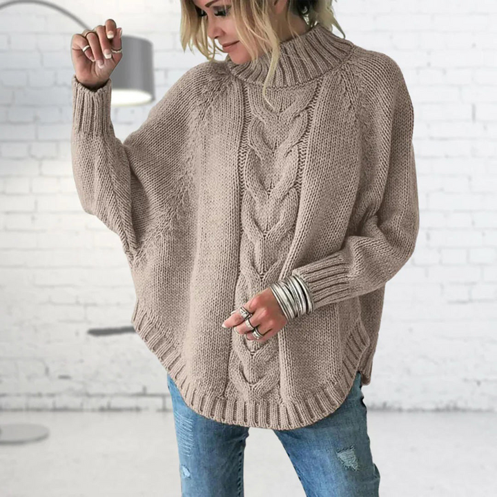 W&W Mode - Damen grob gestrickter Rollkragenpullover