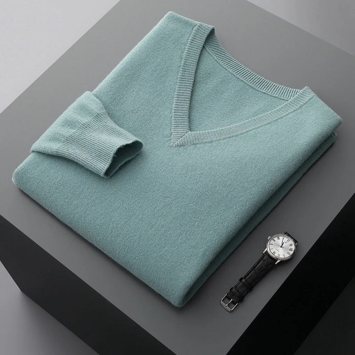 W&W Mode Herren Pullover V-Ausschnitt langarm Strick