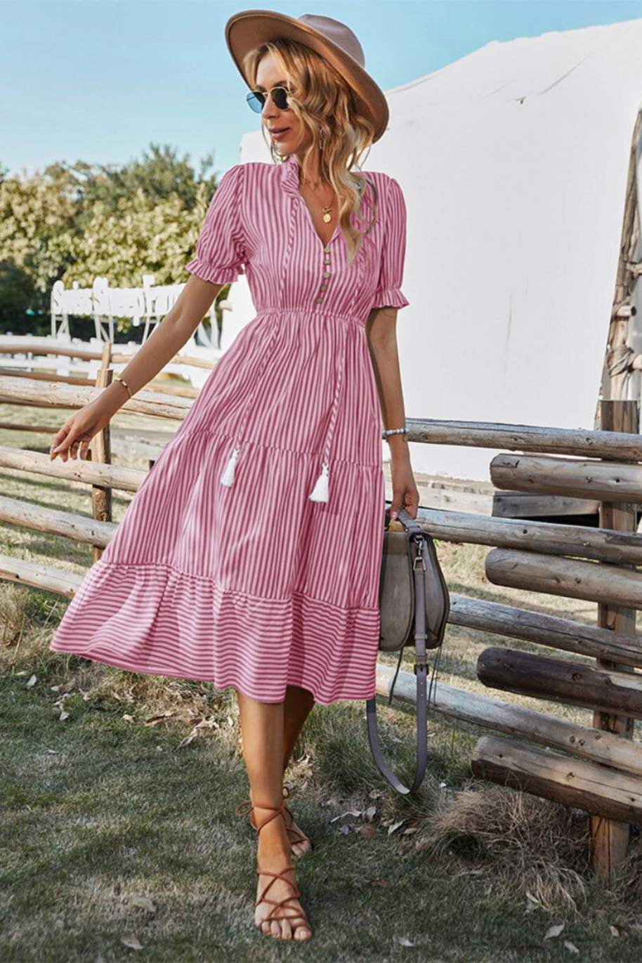 WW | Gestreiftes Midikleid Mit Quasten Für Damen