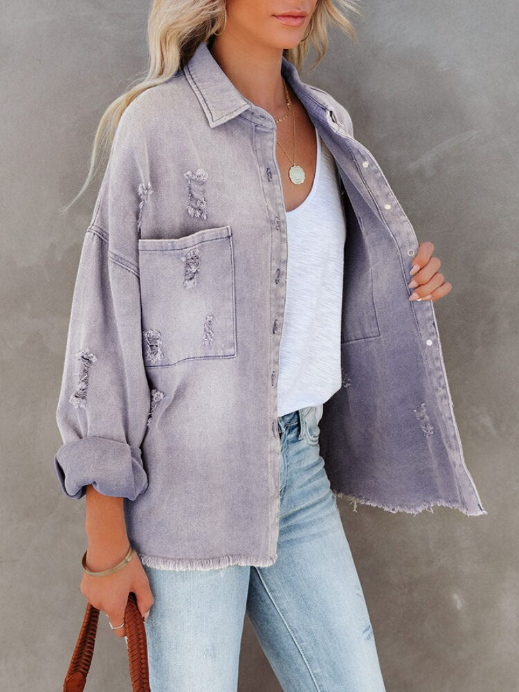 W&W Mode Denim Overshirt | Trendiges Shirt in Übergröße für Frauen