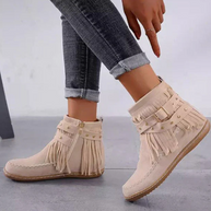 Warme Vintage-Stiefel mit Fransen