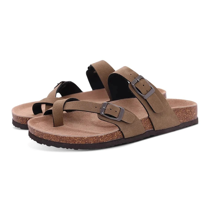 W&W Mode | Wildleder Damen Sandalen Mit Doppeltem Riemen