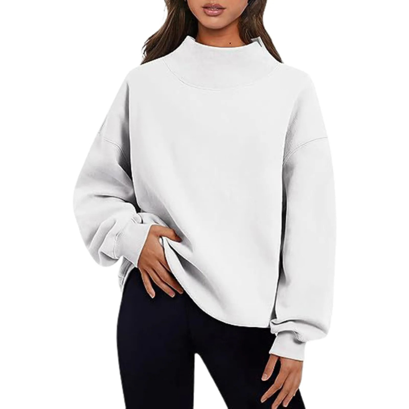 WW | Übergröße Hoher Kragen Damen Pullover Bequemer Lässig Stil