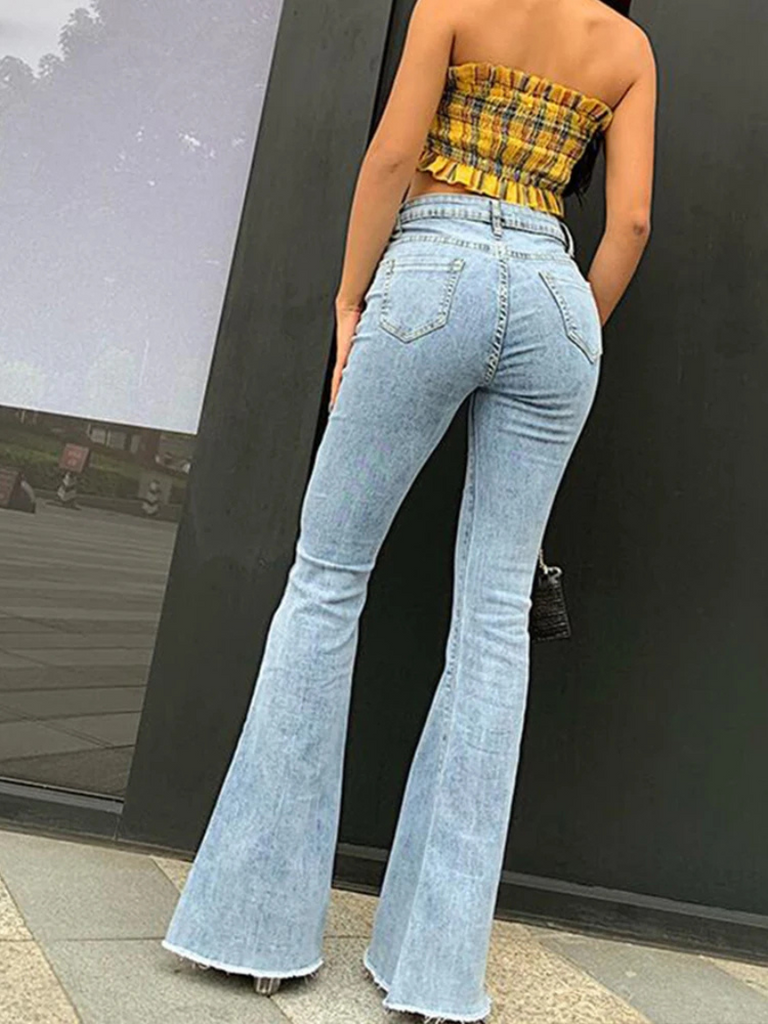 WW | Jeans Hohe Taille Denim Ausgestellte Jeans Für Flatterndes Design