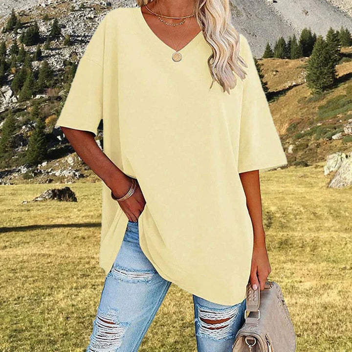 W&W Mode | Lässiges T-shirt Mit Übergröße V-ausschnitt Für Damen
